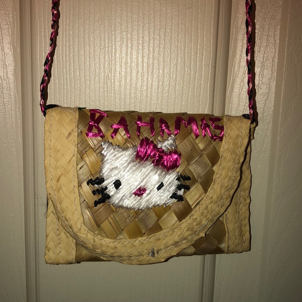 Hello Kitty Embroidered Straw Crossbody